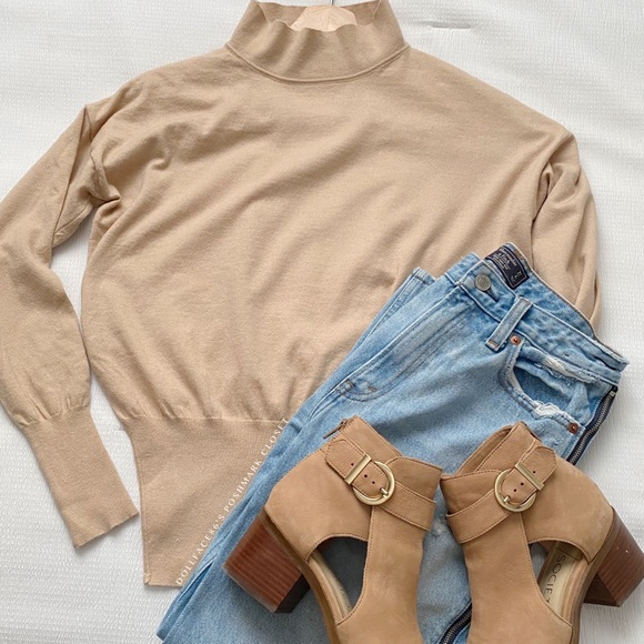 Camel Soft Mock Turtleneck Knit Top - Picture 2 of 11